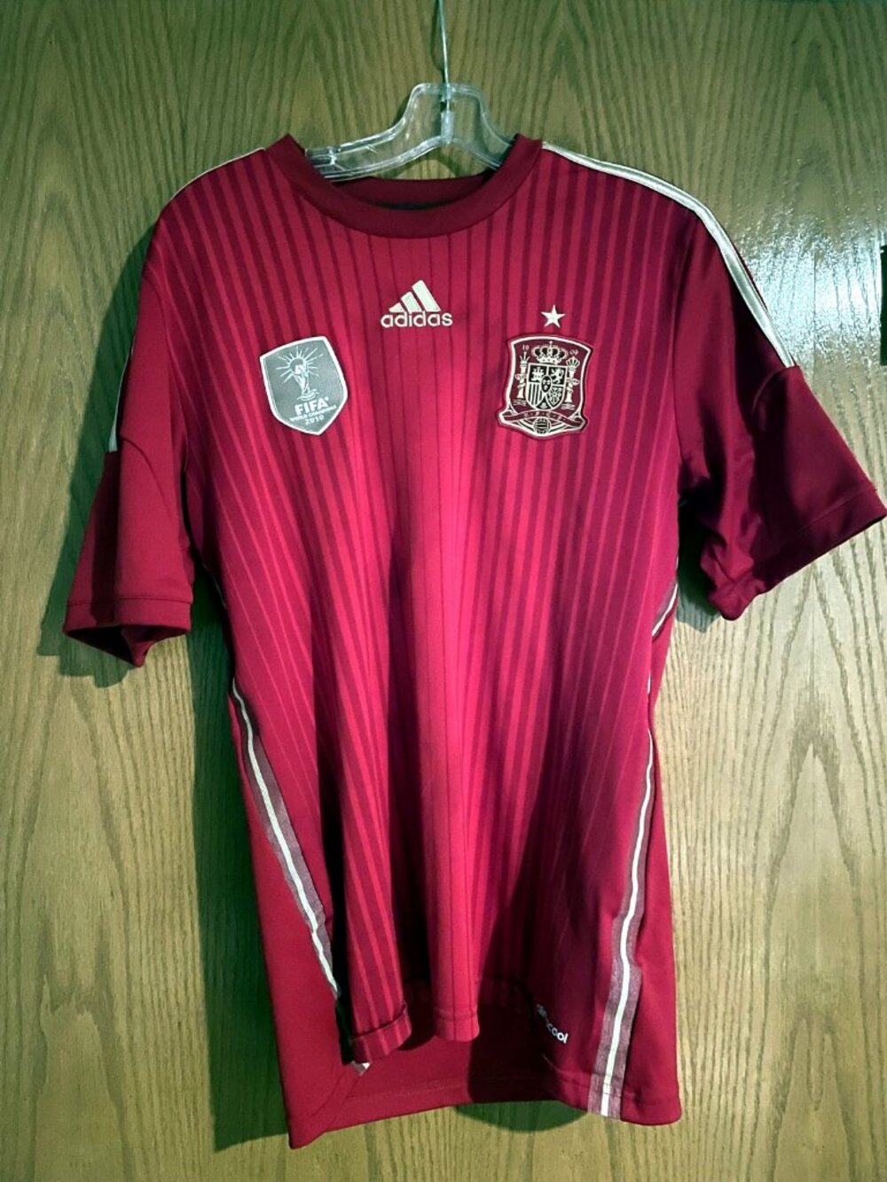 adidas Spain 2014 Home Soccer Jersey FIFA World Champions 2010 Badge Men's Mediu